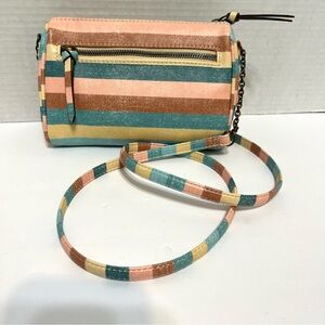 Multi Colored Striped Coastal Stylish Crossbody Bag EUC